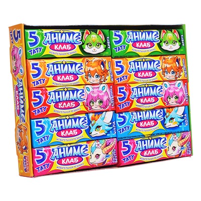 Жевательная резинка в пластинках с татуировками "Аниме Клаб" ассорти 12,5гр*20шт