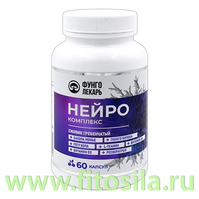 Фитокомплекс  Фунголекарь ( Ежовик гребенчатый ) ПЭТ банка, капс. 0,75 г №60  "Алтайский нектар"