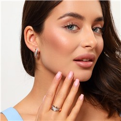 Комплект ювелирной бижутерии коллекция "Дубай" серьги и кольцо 17 р, покрытие: позолота, вставка: фианиты, цвет: прозрачный, арт.314.646-17