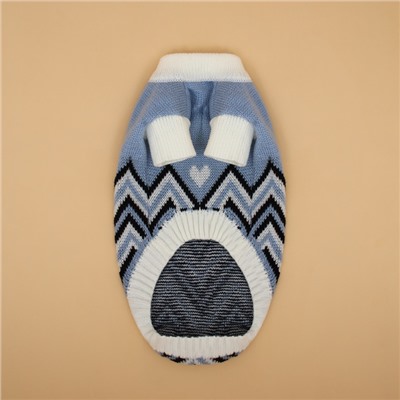 Свитер для животных «Волна», размер 2XL, ДС 34, ОШ 34, ОГ 32-51 см, голубой