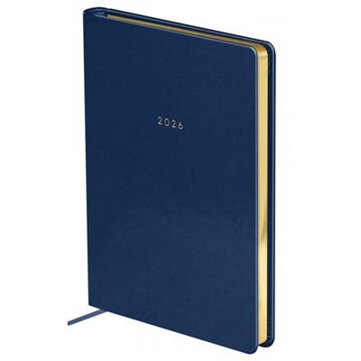 Ежедневник 2026 А5 352 стр. ""Windsor. Blue" тверд.перепл.,кожзам,фольг. срез, синий 380063 BG