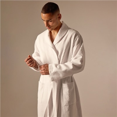 Халат вафельный мужской SL HOME: Waffle «Блан де Блан», размер L, хлопок 100%, белый