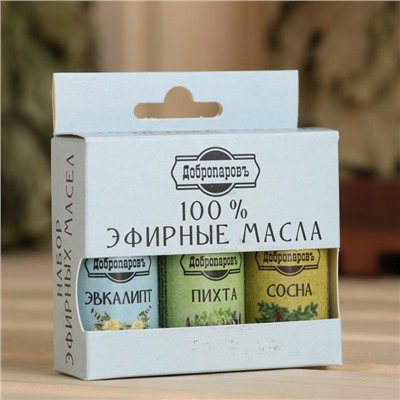 Набор эфирных масел эвкалипт, пихта, сосна, «Добропаровъ», 3 шт. по 17 мл