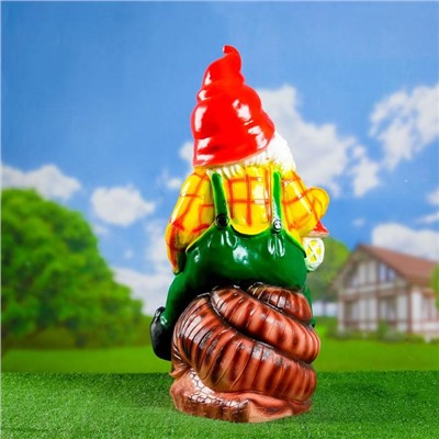 Садовая фигура из гипса «Гном на улитке», 71×34×41 см