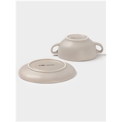 Бульонница с блюдцем Magistro Potter, 255 мл, фарфор, светло-серая