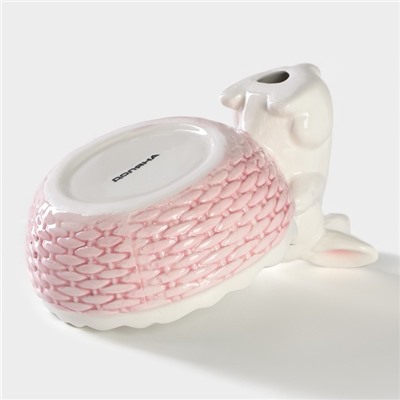 Конфетница Доляна «Зайка», 250 мл, доломит, розовая