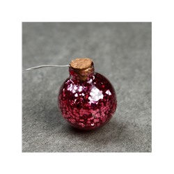 Гирлянда «Нить» 1.6 м с насадками «Шарики с розовым конфетти», IP20, серебристая нить, 15 LED, батарейки ААх2 (нет в комплекте), свечение тёплое белое