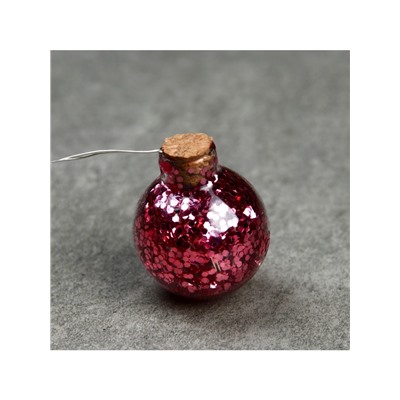 Гирлянда «Нить» 1.6 м с насадками «Шарики с розовым конфетти», IP20, серебристая нить, 15 LED, батарейки ААх2 (нет в комплекте), свечение тёплое белое