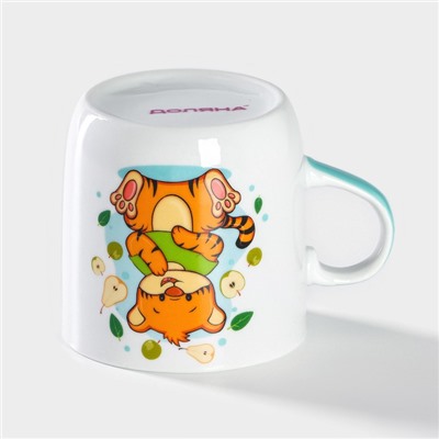 Кружка Доляна «Тигрёнок с грушами», 230 мл, керамика, белая