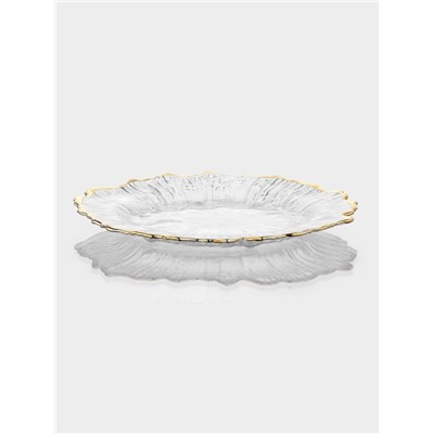 Десертная Magistro тарелка «Сияние», d=21 см, золотистая отводка, стекло, прозрачная