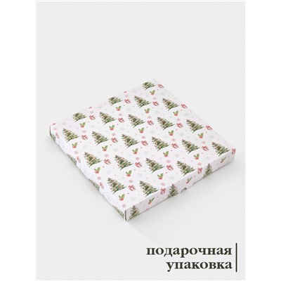 Блюдо новогоднее сервировочное Доляна «Зверьки в лесу», d=25 см, стекло, белое, зелёное