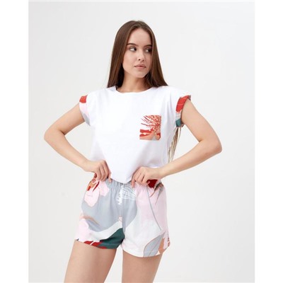 Футболка домашняя с карманом женская KAFTAN «Цветы», размер 40-42