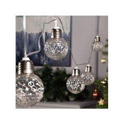 Гирлянда «Нить» 3 м с насадками «Лампочки шары», IP20, прозрачная нить, 80 LED, свечение мульти, 8 режимов, 220 В