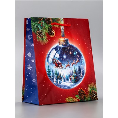 Пакет подарочный новогодний ламинированный, «Шар», 18×10×22.3 см