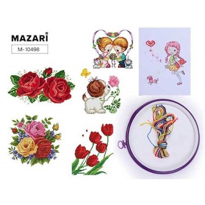 Набор для вышивания "Вышивка крестом" 20.5х26 см, ассорти M-10498 Mazari