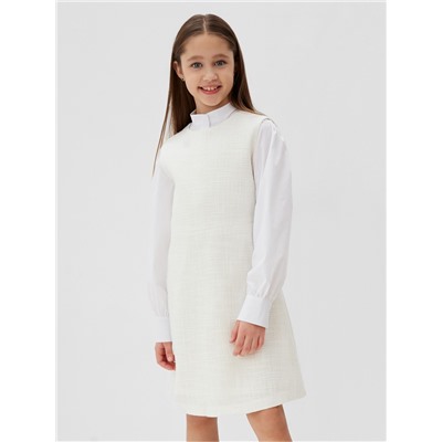 Платье нарядное для девочки MINAKU: PartyDress, прямое, рост 122-128 см, белое