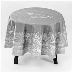 Скатерть Премиум круглая "Рождество"-сер. D 178 см. п/лен
