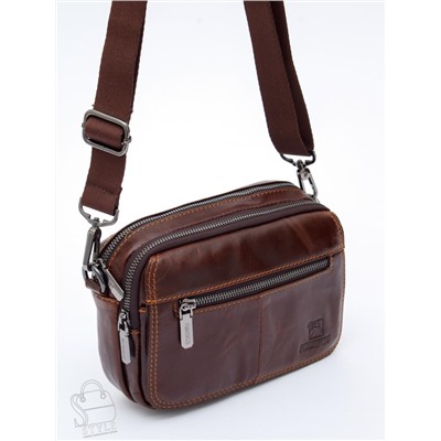 Сумка мужская кожаная 8615S brown Fuxhiniao в Новосибирске