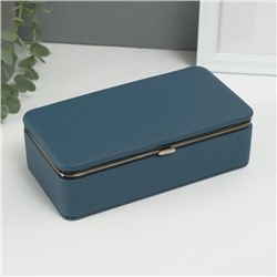 Шкатулка для украшений «Мелкая рябь», с зеркалом, искусственная кожа, сине-серая, 10×18×6 см