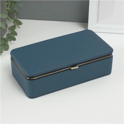 Шкатулка для украшений «Мелкая рябь», с зеркалом, искусственная кожа, сине-серая, 10×18×6 см