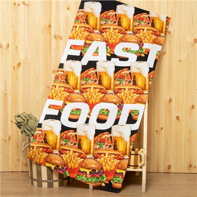 Полотенце банное вафельное Fast food 70×146 см, 100% хлопок, 160 г/м²
