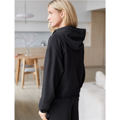 Зип худи на молнии из эластичного футера двухнитки с резинкой по низу и манжетами