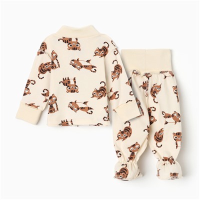 Набор (кофточка, штанишки) «Крошка Я. Тигруля», рост 56-62 см, бежевый