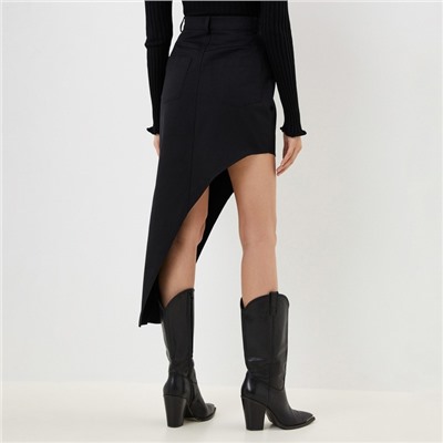 Юбка миди асимметричная женская MIST: Denim размер 48, чёрная