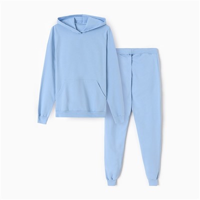 Костюм с начёсом женский (толстовка, брюки) Tusi, размер 50, голубой