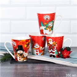 Кружка 4 штуки на металлстенде 350 мл / 538A /кружка новогодняя/ в гофрокоробе