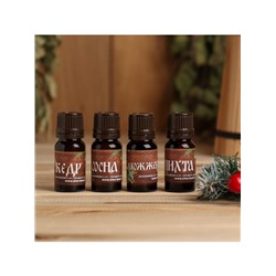 Новогодний набор эфирных масел «С новым годом! С легким паром!», кедр, сосна, можжевельник, пихта, 4 шт. по 10 мл