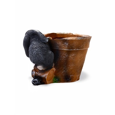 Декоративное кашпо для цветов «Зайцы у горшочка», 17 см, полистоун