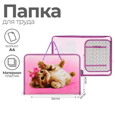 Папка для труда, А4, пластиковая, 32.5×23×2.5 см «Самая милая»