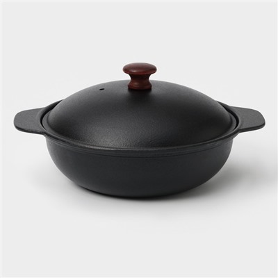 Жаровня, 2 л, d=24 см, с крышкой крышка, чугун, чёрная