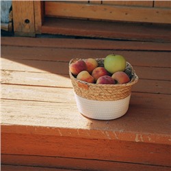 Корзина для хранения ручного плетения SL Home, с ручками, камыш, хлопок, 27×20×15 см