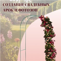 Арка садовая, 230×125×50 см, для вьющихся растений, металлическая, зелёная, «Сетка», Greengo