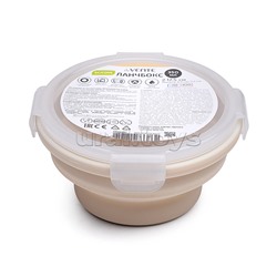 Ланчбокс складной герметичный круглый, 350 мл, диаметр 12 см, высота 6,5 см, в сложенном виде высота 3 см, силиконовый, с пластиковой крышкой, с отверстием вентиляции и силиконовой заглушкой, бежевый