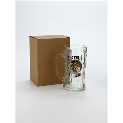 Кружка пивная стеклянная «Знатный банщик», 500 мл