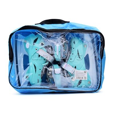 Коньки (размер M35-38) бирюзовые, в сумке