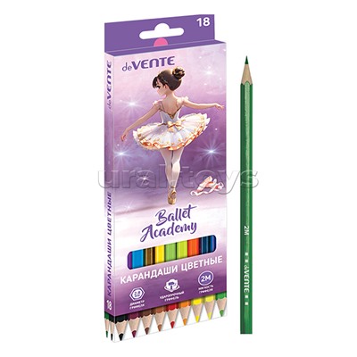 Карандаши цветные 18 цв. "Ballet Academy" 2М, диаметр грифеля 2,8 мм, шестигранные, в картонной коробк