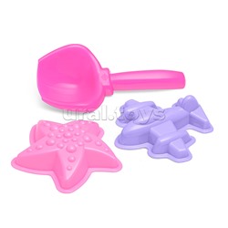 Песочный набор "Русалочка" ( 2 формочки, совок, ведро )