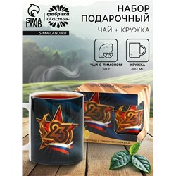 Подарочный набор «23 февраля», чай чёрный со вкусом лимона 50 г., кружка 300 мл.