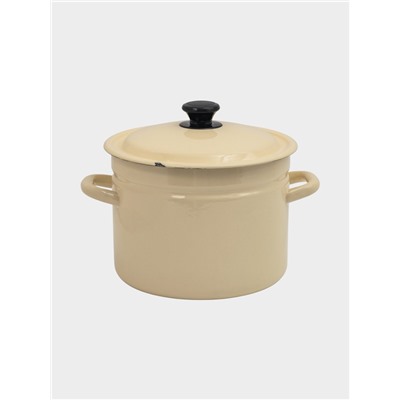 УЦЕНКА Кастрюля эмалированная, 6 л, d=23.5 см, с крышкой, цилиндрическая, слоновая, кости