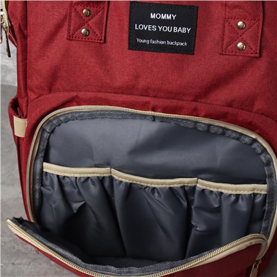 Рюкзак женский для мам, сумка на коляску для прогулок 31х20х40 см бордовая / MX-2 /трансформер