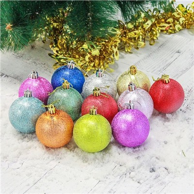 Ёлочные игрушки «Серена», шары новогодние, d=6 см, набор 12 шт., МИКС
