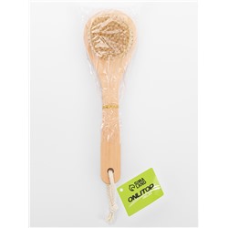 Щётка массажная для тела, из натуральной щетины, круглая, с ручкой, гладкая