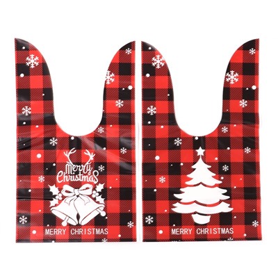 Пакет полиэтиленовый подарочный новогодний, с ушками «Клетка красная», МИКС, 13×23 см