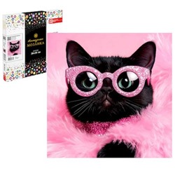 Алмазная мозаика по номерам 30х30 см (НА ПОДРАМНИКЕ) "ГЛАМУРНАЯ КОШЕЧКА" 71399 Феникс