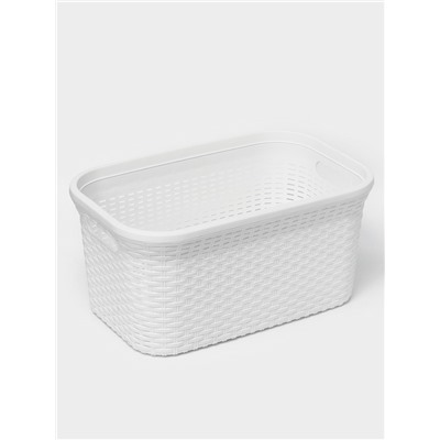 Корзина для глаженого белья «Ротанг», 32 л, 50×32.3×24.5 см, белая