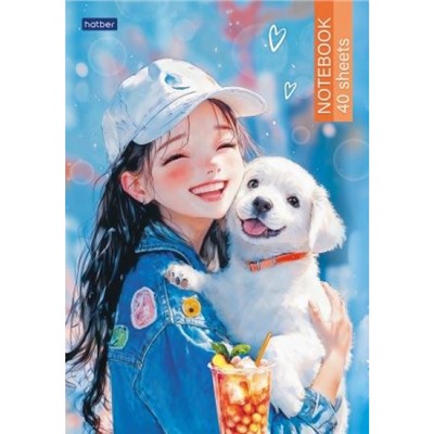 Блокнот А5 40л клетка на склейке "Bubble tea" жесткая подложка (093199) Хатбер